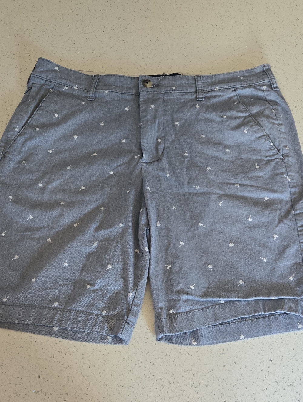 Hollister Light Blue Palm-Print Flat Front Shorts